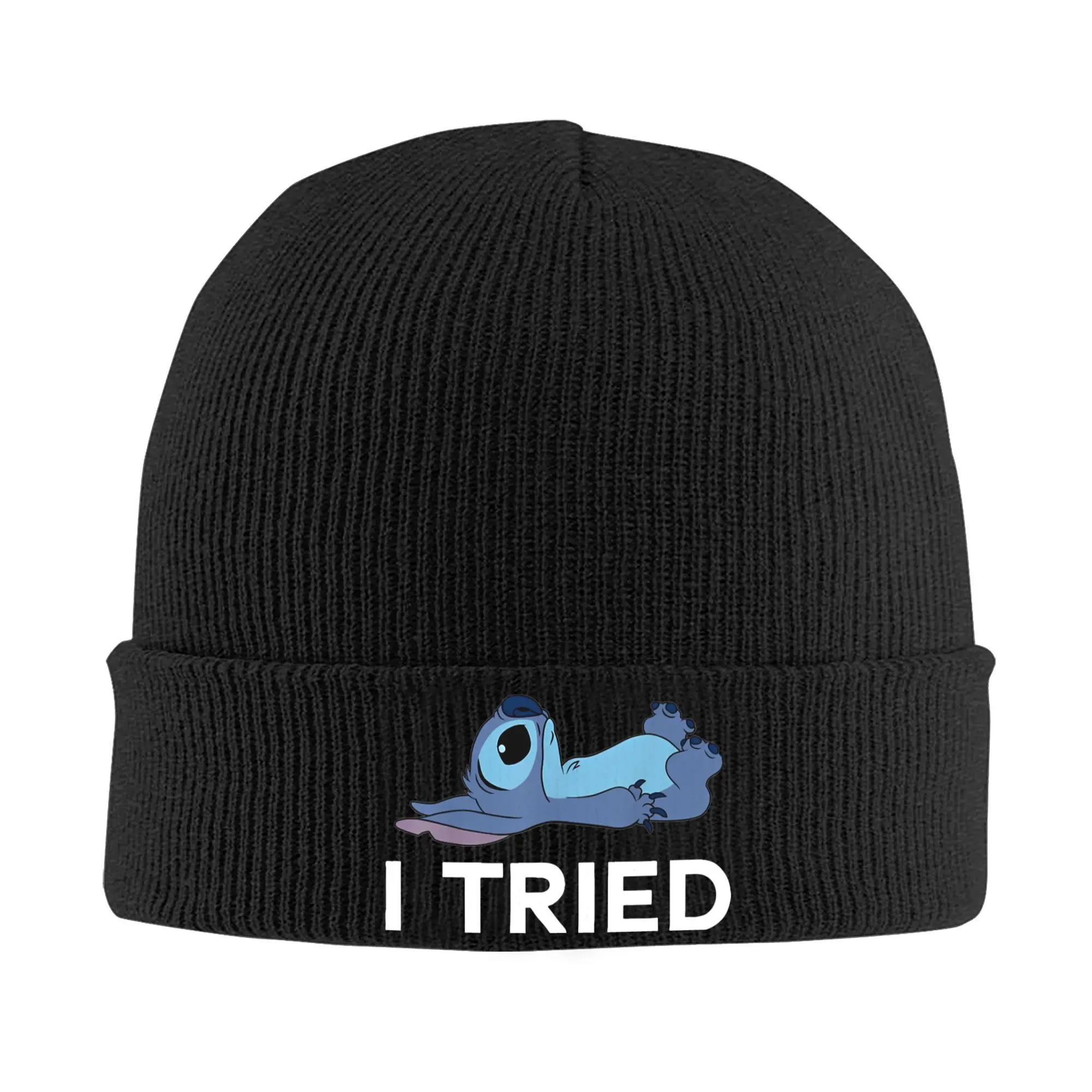 Lilo & Stitch Lie I Tried Knitted Hat Beanie Autumn Winter Hat Warm Acrylic New Cartoon Cute Caps for Men Women Birthday Gift