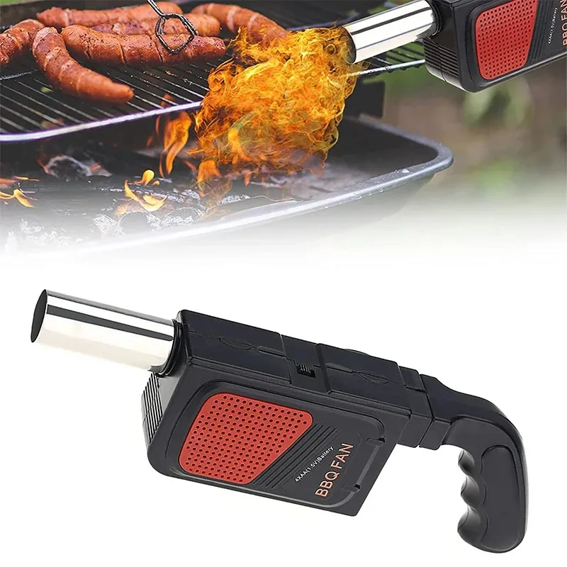 BBQ Air Blower Portable Handheld Electric BBQ Fan Outdoor Camping Barbecue Charcoal Grill Fan Fire Bellows Tool