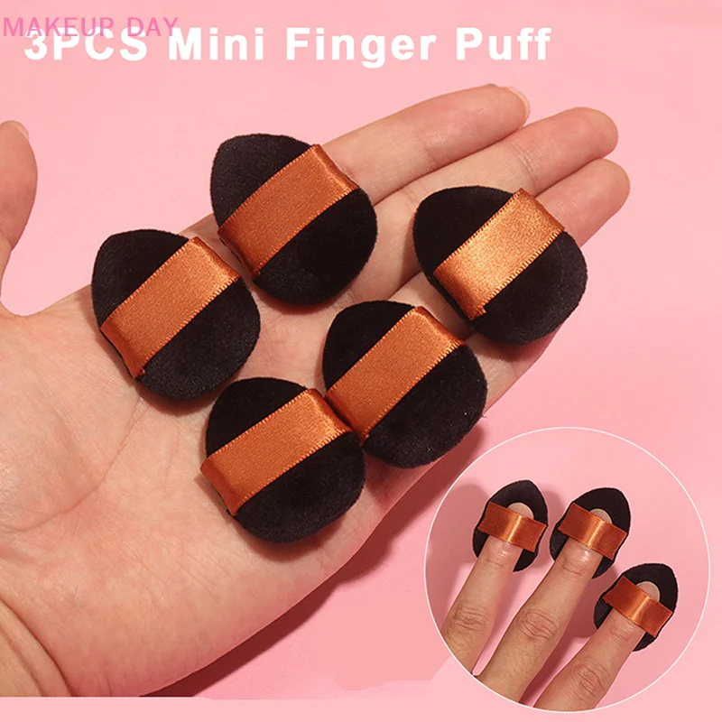 Mini Finger Puff para Foundation Powder, Esponja De Maquiagem Detalhe, Corretivo Facial, Creme Blend, Acessórios Cosméticos, Ferramentas De Maquiagem, 3PCs