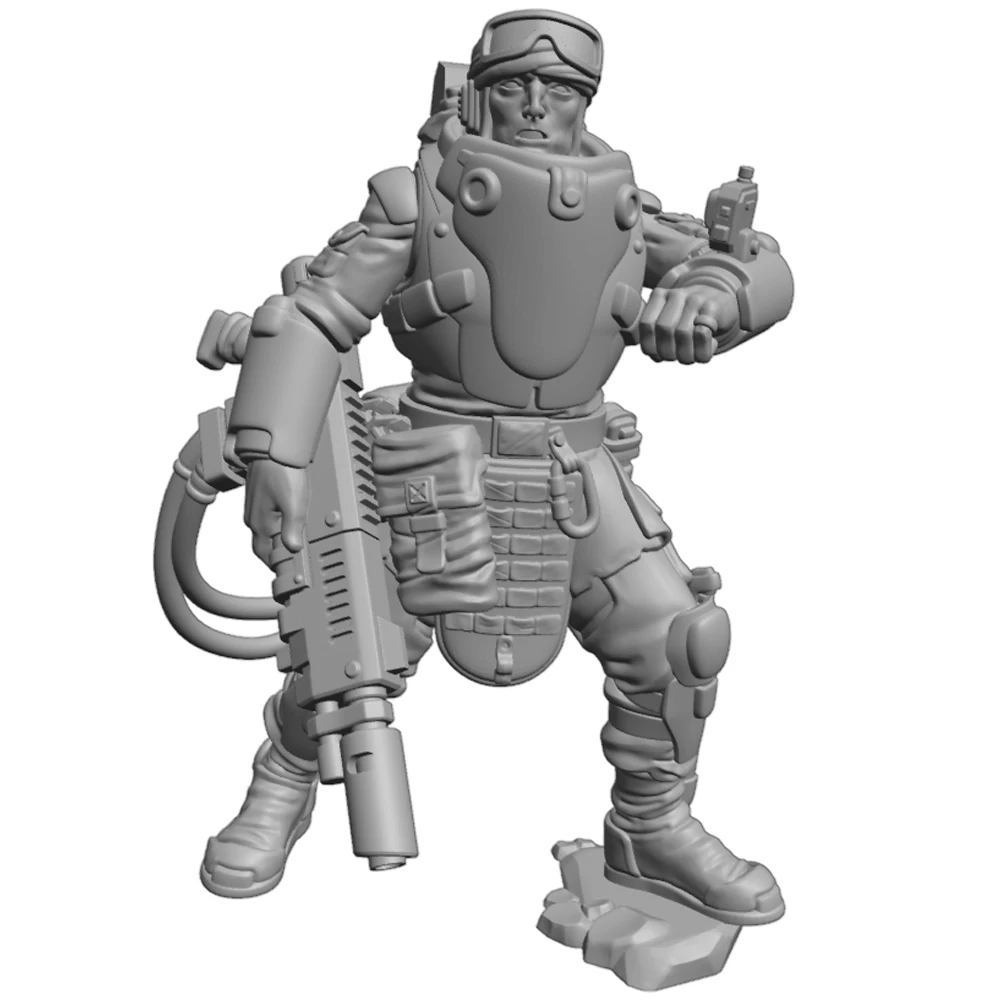 

55 мм 3D-принт, модель из смолы, статуя, машина-пистолет, воин, неокрашенная модель, комплект в разобранном виде, миниатюрные фигурки Gk, настольная игрушка