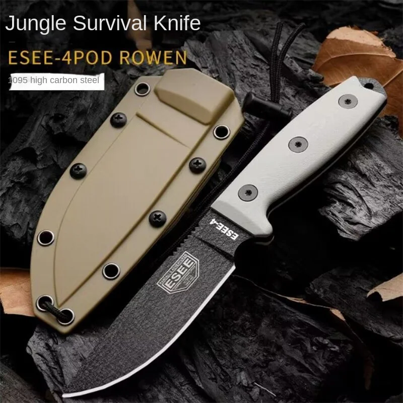 High carbon steel outdoor straight knife camping survival tactical fruit knife jungle camping multifunctional por