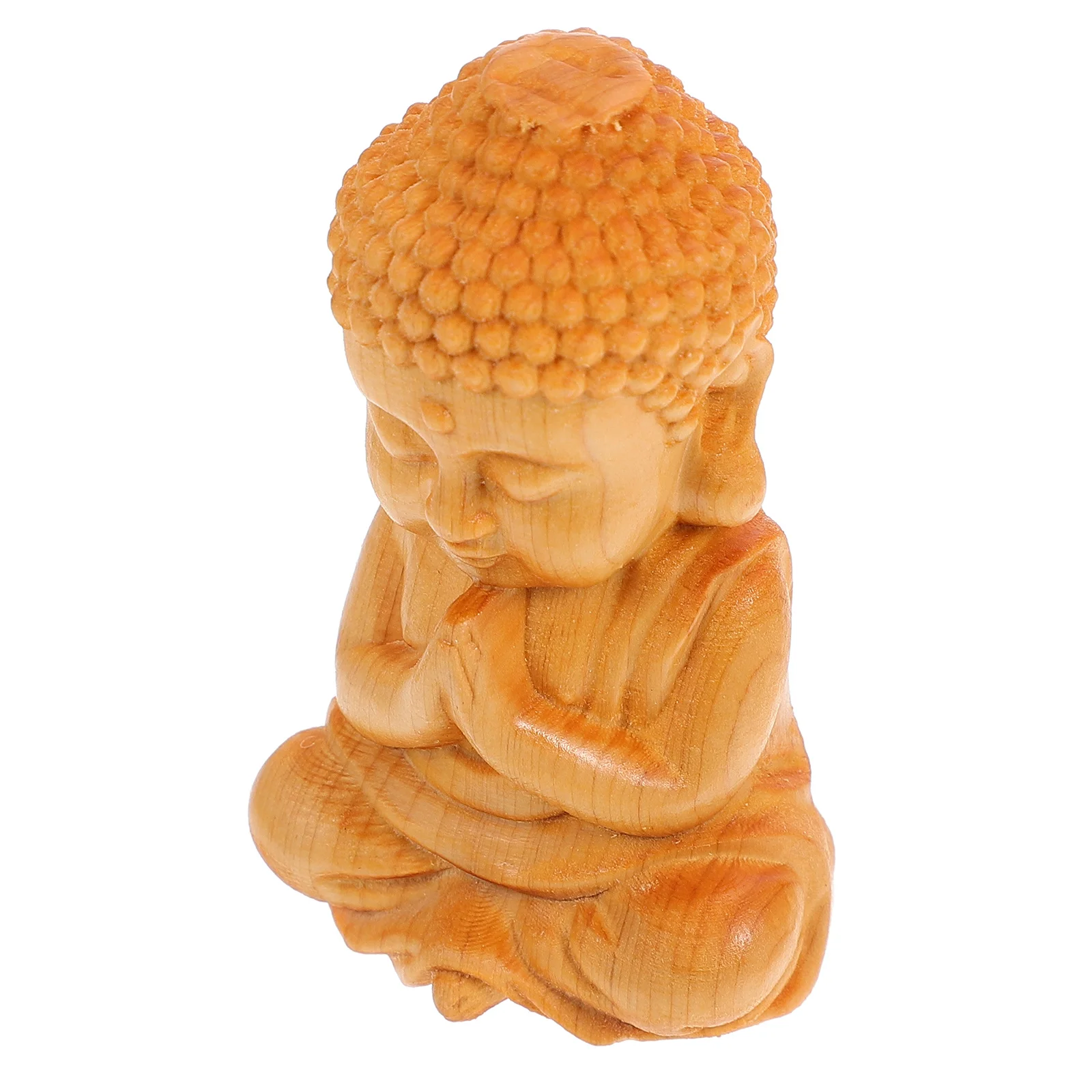 

1pc Wood Carving Buddha Figure Sitting Buddha Ornament For Home Room Decoration Temple Meditation Adornment Feng Shui Ornament