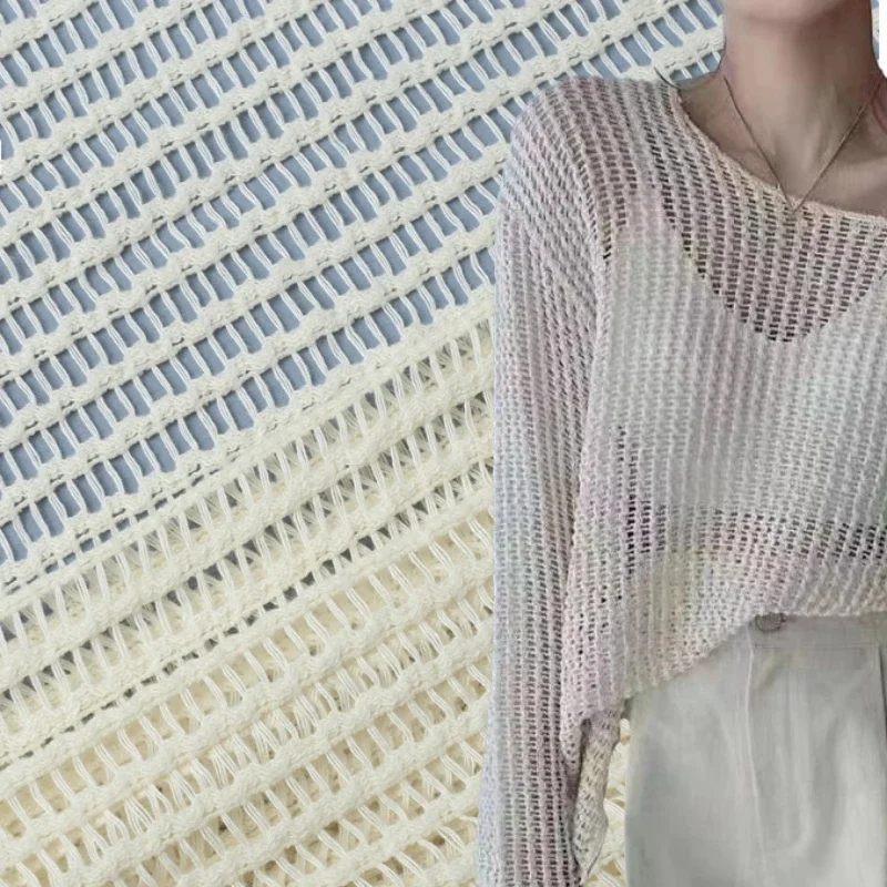 Striped Hollow Fabric Lace Crochet Fashion Luxury Handmade Design Material Dress DIY Clothing Mesh Fabrics Alibaba Express