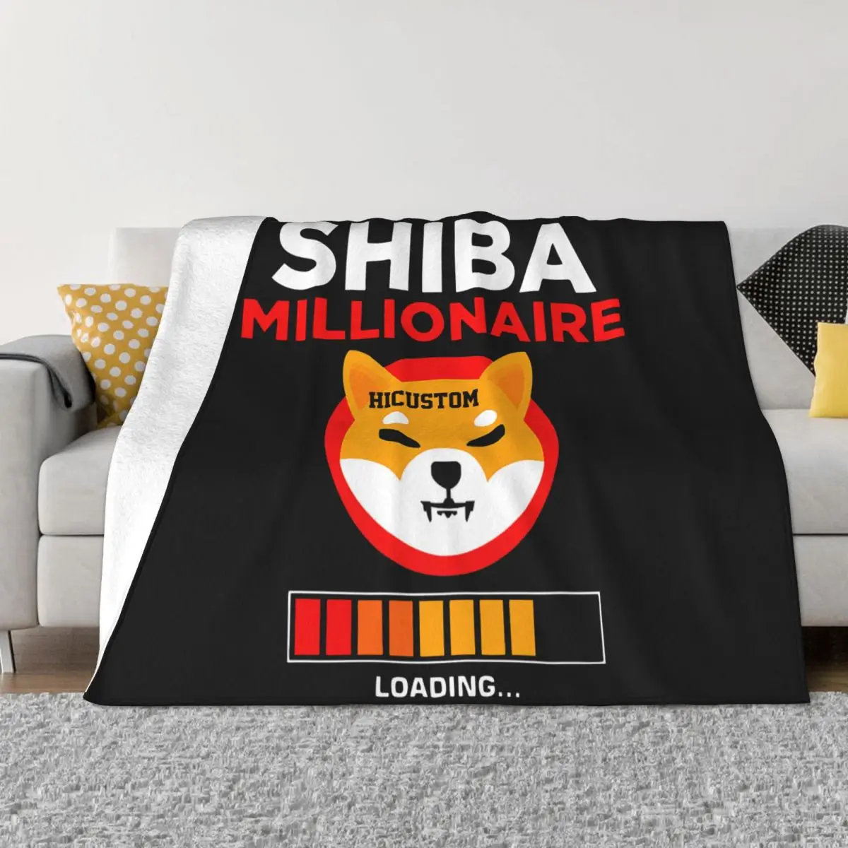 Shiba Inu Coin Token Shib Army HODL Crypto Flannel Throw Blanket SHIB Millionaire Loading Blankets for Home Couch Soft Quilt