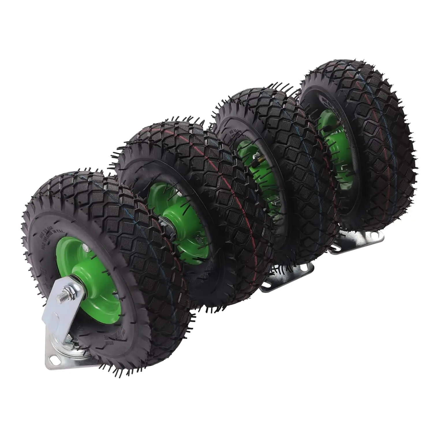 Swivel Pneumatic Casters Set of 4,Heavy Duty Air Tires Rubber Wheel with Bolt on 2 Rigid Fixed 2 Swivel Caster for Freight