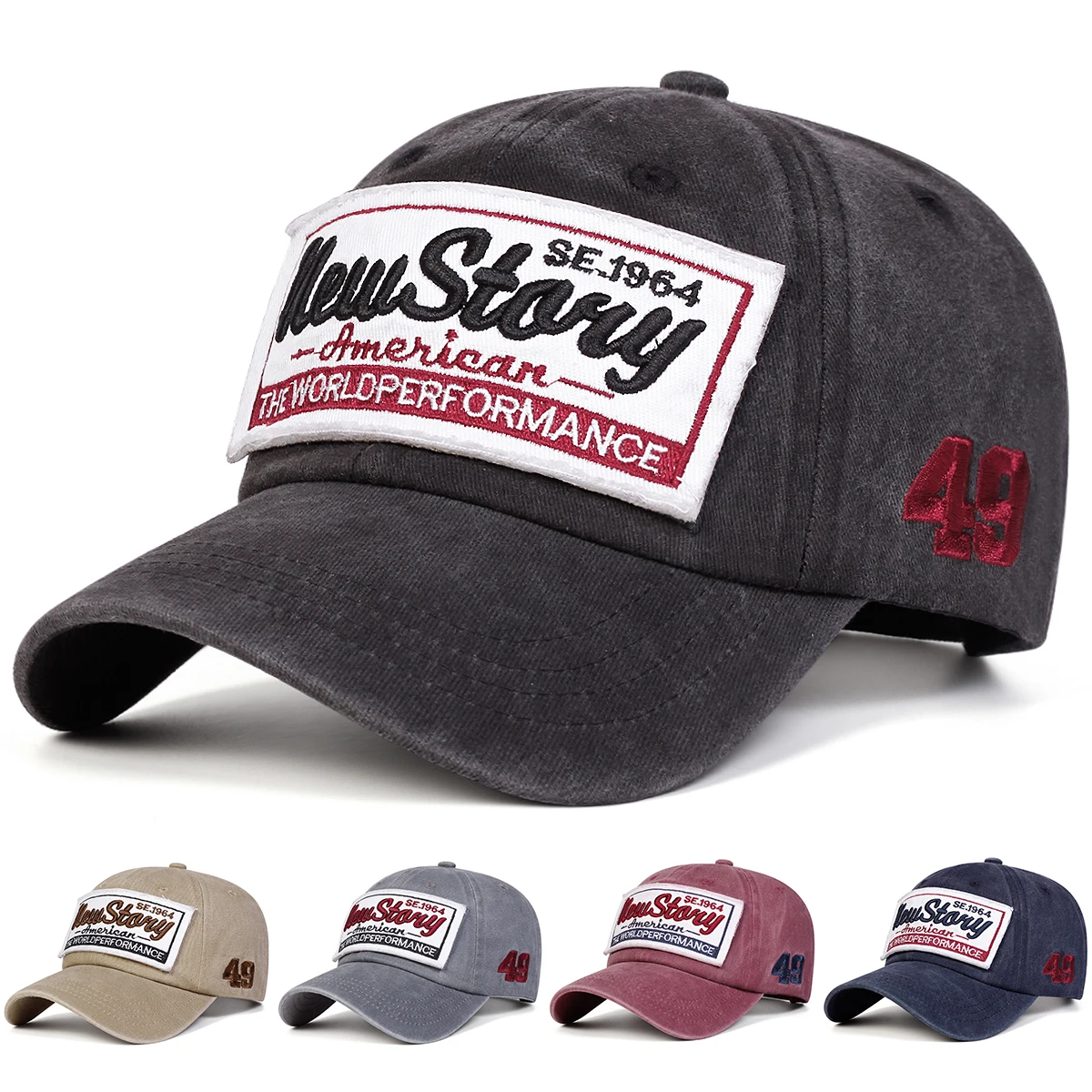 Unisex NEW STORY Letter Embroidery Wash Baseball Caps Spring