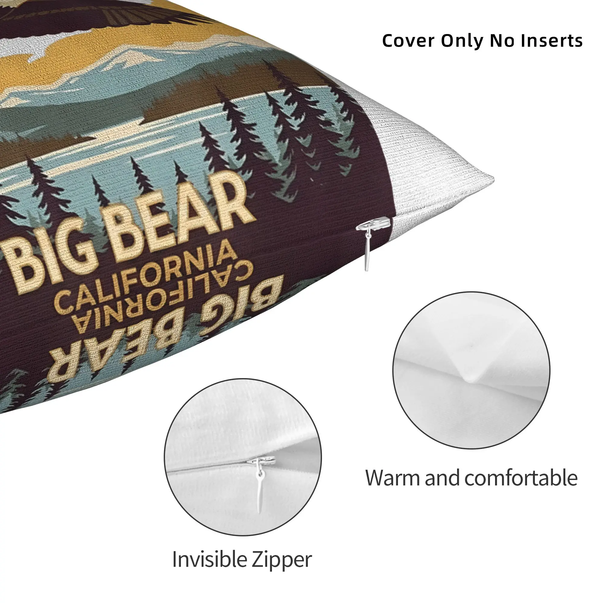 Jackie The Big-Bear Eagle Pillowcase Printing Fabric Cushion Cover Supports California Wildlife Pillow Case Cover Living Room