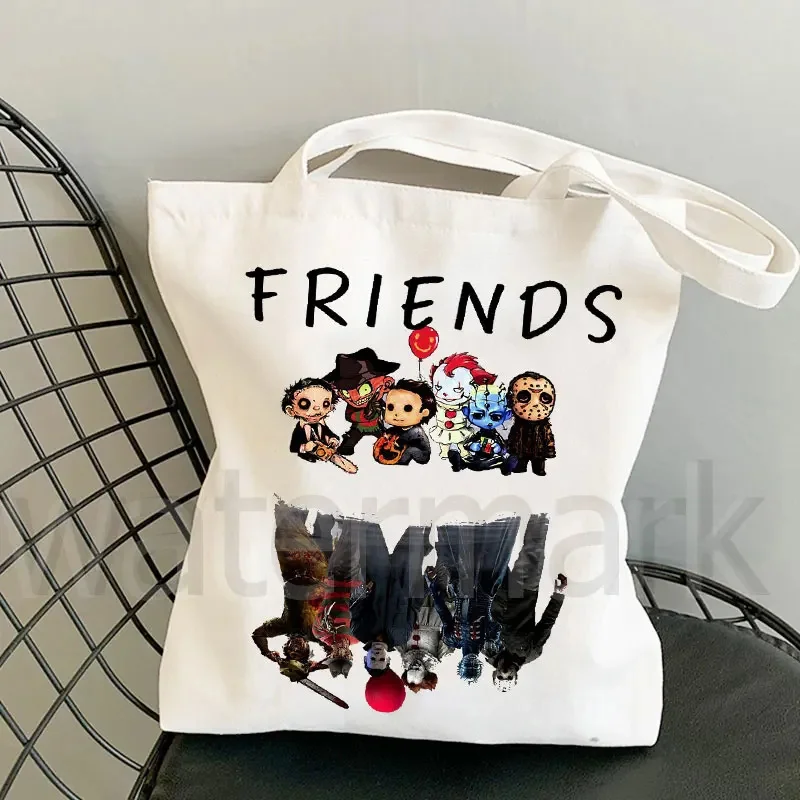 

Halloween Large Tote Bag Halloween Friends Gift Shopper Halloween Party Shopping Bag Gift Movie Killers Reusable Shopping Bag