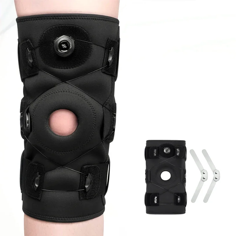 1PCS Hinged Knee Brace for Meniscus Tear, Adjustable Support with Hinges & Built-in Side Stabilizers for Men Women