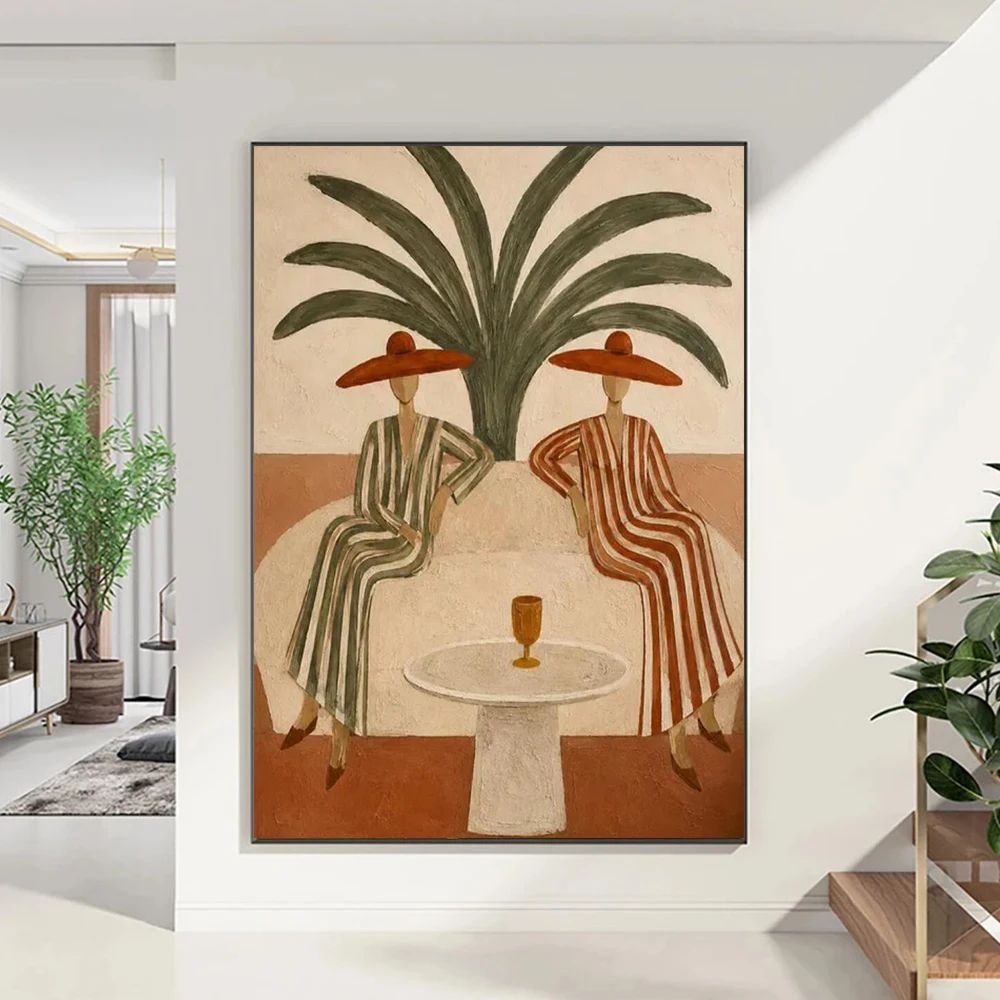 (Kein Rahmen) Abstrakte Figuren-Leinwandmalerei Boho Figurative Wandkunst Minimalistische Heimdekoration Tropische Palmenpflanze Posterdruck für
