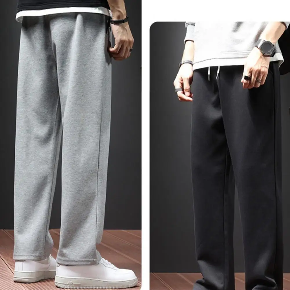 Moletom de perna larga solto masculino com cordão, calça reta, calça de jogger casual, elástico na cintura, elegante, outono