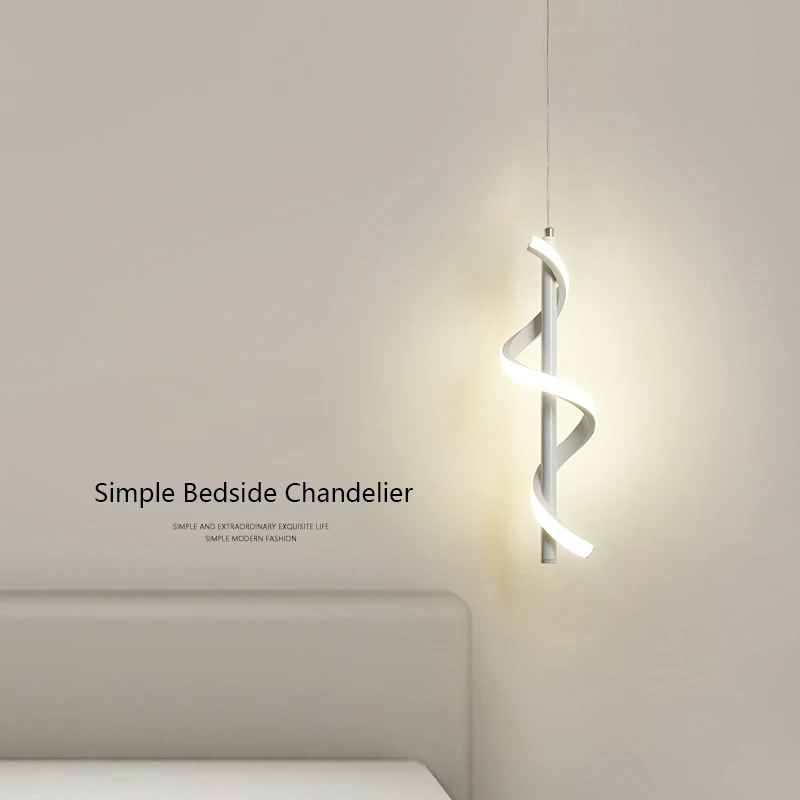 

Modern Bedside Chandelier Led Pendant Light For Dining Room Living Room Bedroom Hanging Lamp Black&White Decor Indoor Lighting