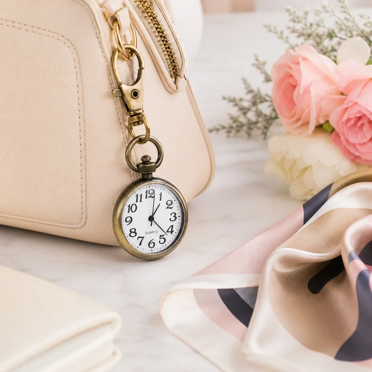 New Tiny Cute Quartz Pocket Watch with Keyring Men Women Mini Quartz Watch for Nurses Doctors Simple Students Watch Child Gift
