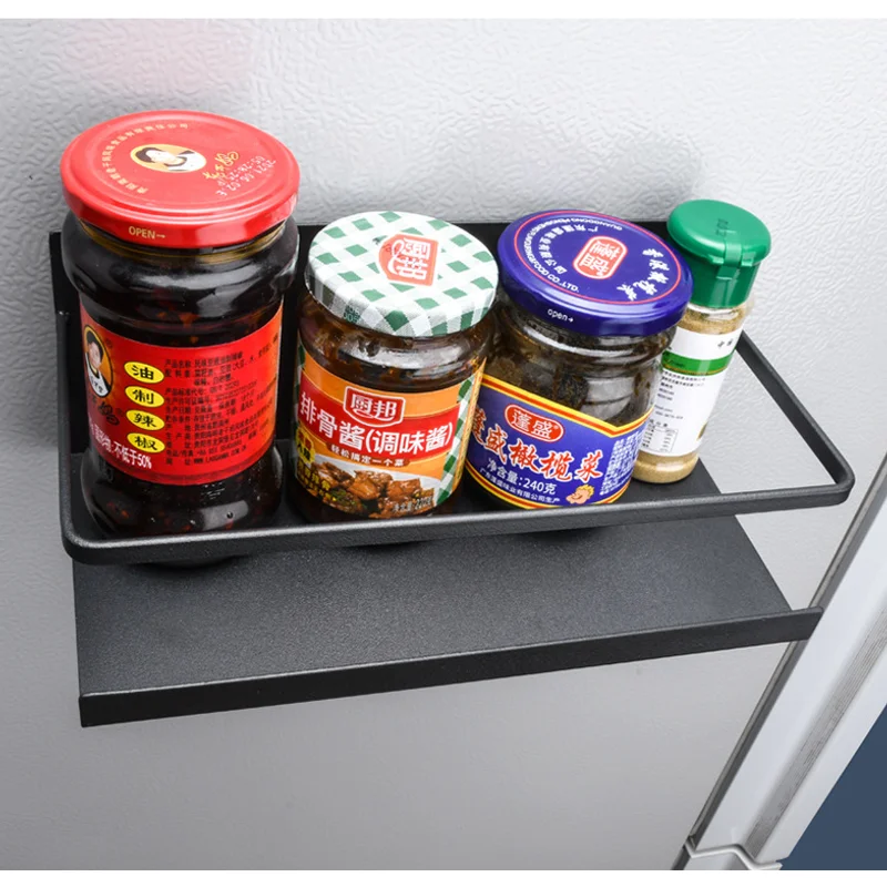 Kitchen Storage Rack Non Perforated Wall Hanging Rack Household Kitchen Multifunctional Refrigerator Magnetic Absorption Holder