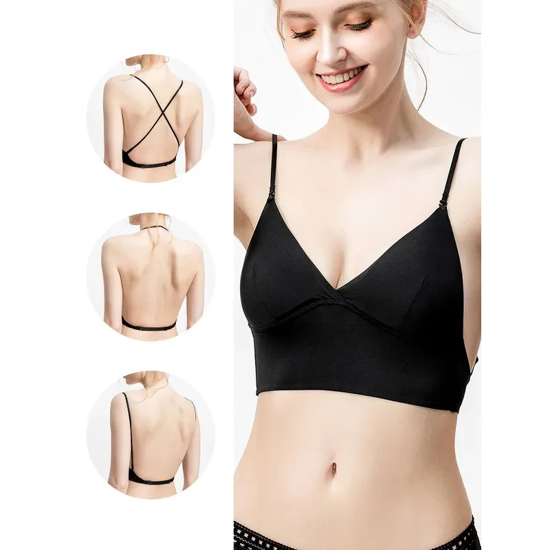 French triangle cup underwear female sense U-shaped invisible bra with large backless neck bra for small breasts