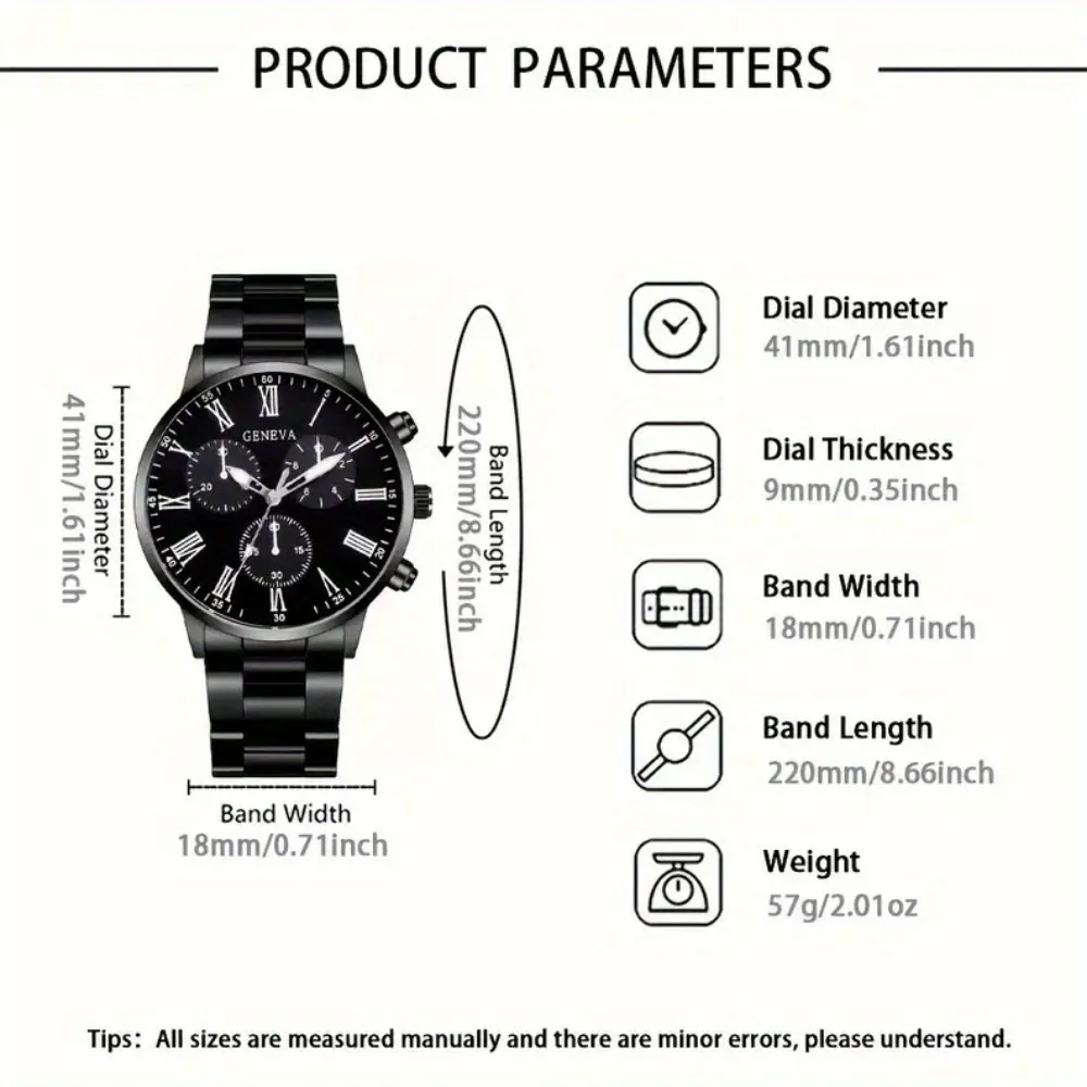 2 قطعة/المجموعة أزياء رجال الأعمال الساعات عارضة الأسود الفرقة رجالي كوارتز ساعة معصم سوار مجموعة Reloj Hombre (بدون صندوق)