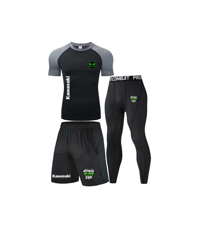 

Cross border Kawasaki motorcycle riding clothes for foreign trade, sports T-shirts, ball wear, men's casual running T-shirts, lo