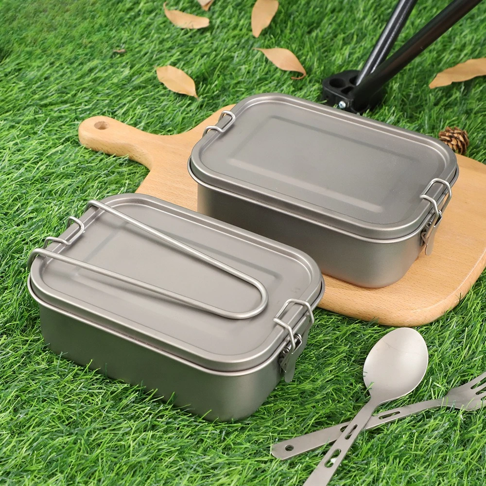 

Camping Pure Titanium Sealed Lunch Box Outdoor Titanium Alloy Tableware Student Lunch Box Picnic Bento Box Storage Containers