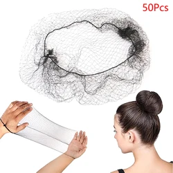 50Pcs Hair Net Black Elastic Bundle Hair Invisible Hairnet Mesh Bun Hair Net 30/50/60CM Hair Accessories