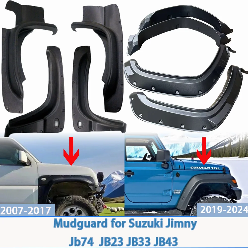 

Car Mudguards For Suzuki Jimny JB74/JB33/JB23 2007-2024 Car Styling Matte Black ABS Plastic Wheel Arch Covers
