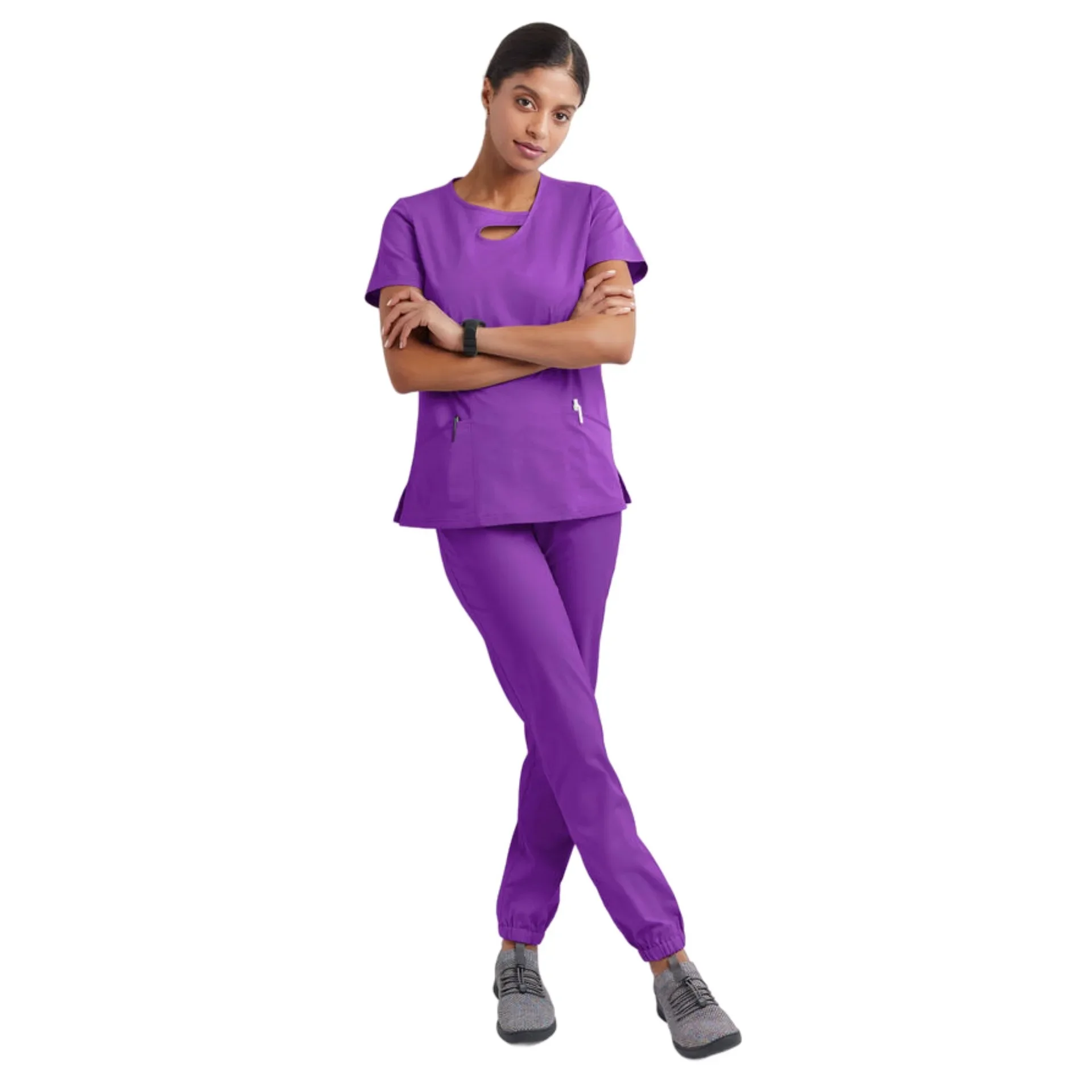 Neues Design Krankenhaus Peelings Sets Pflege Spandex und Stretch medizinische Uniformen Krankens ch wester Uniform Fit Peelings Frauen Peelings Sets