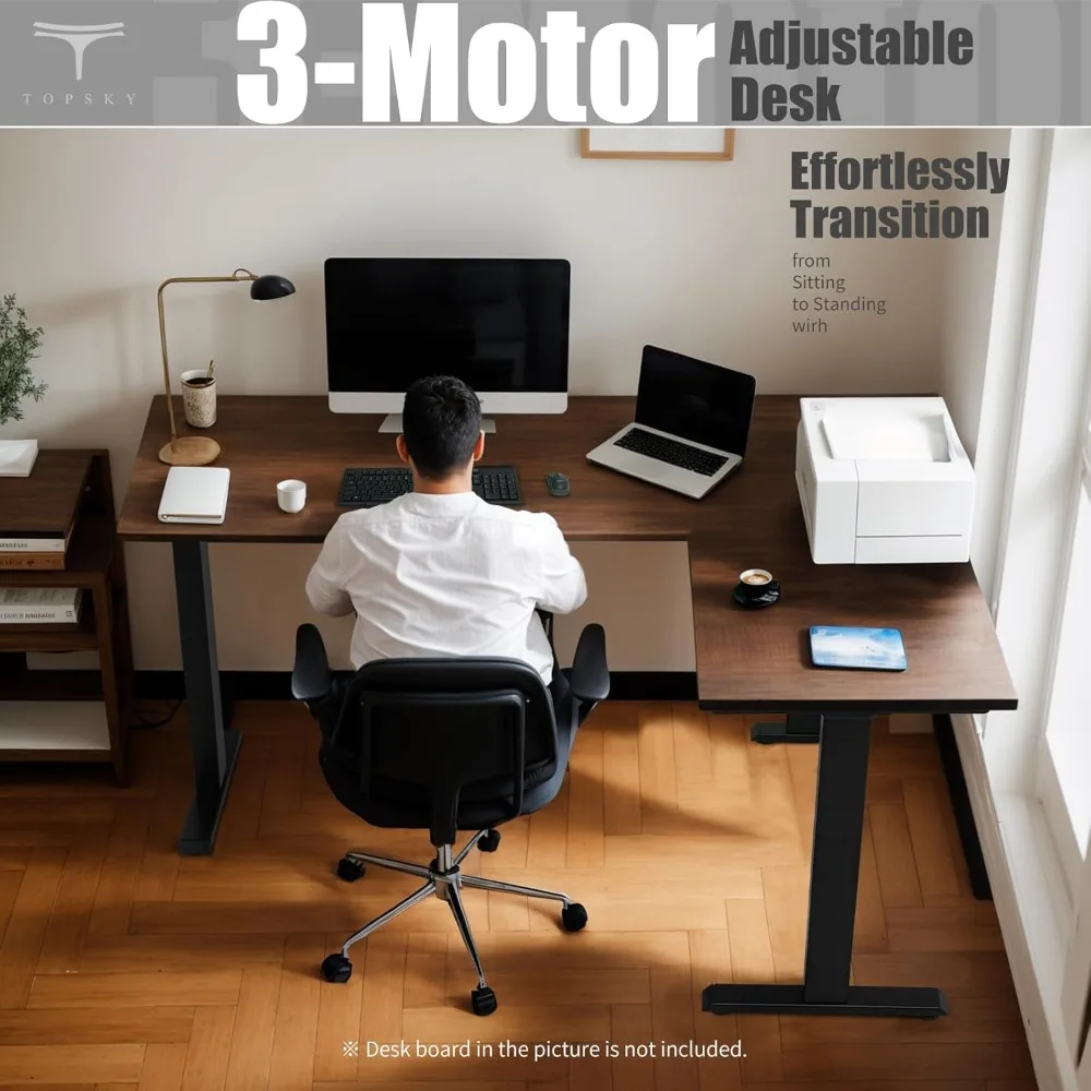 TOPSKY Electric Height-Adjustable Desk with Triple Support for Home and Office, Supporting 270lb Load Capacity in Black