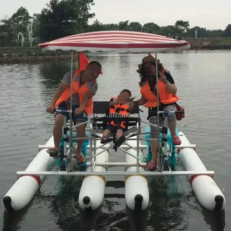 Water sports tricycle 2-person solid structure pedal boat water bike bicycle water play inflatable equipment for sale
