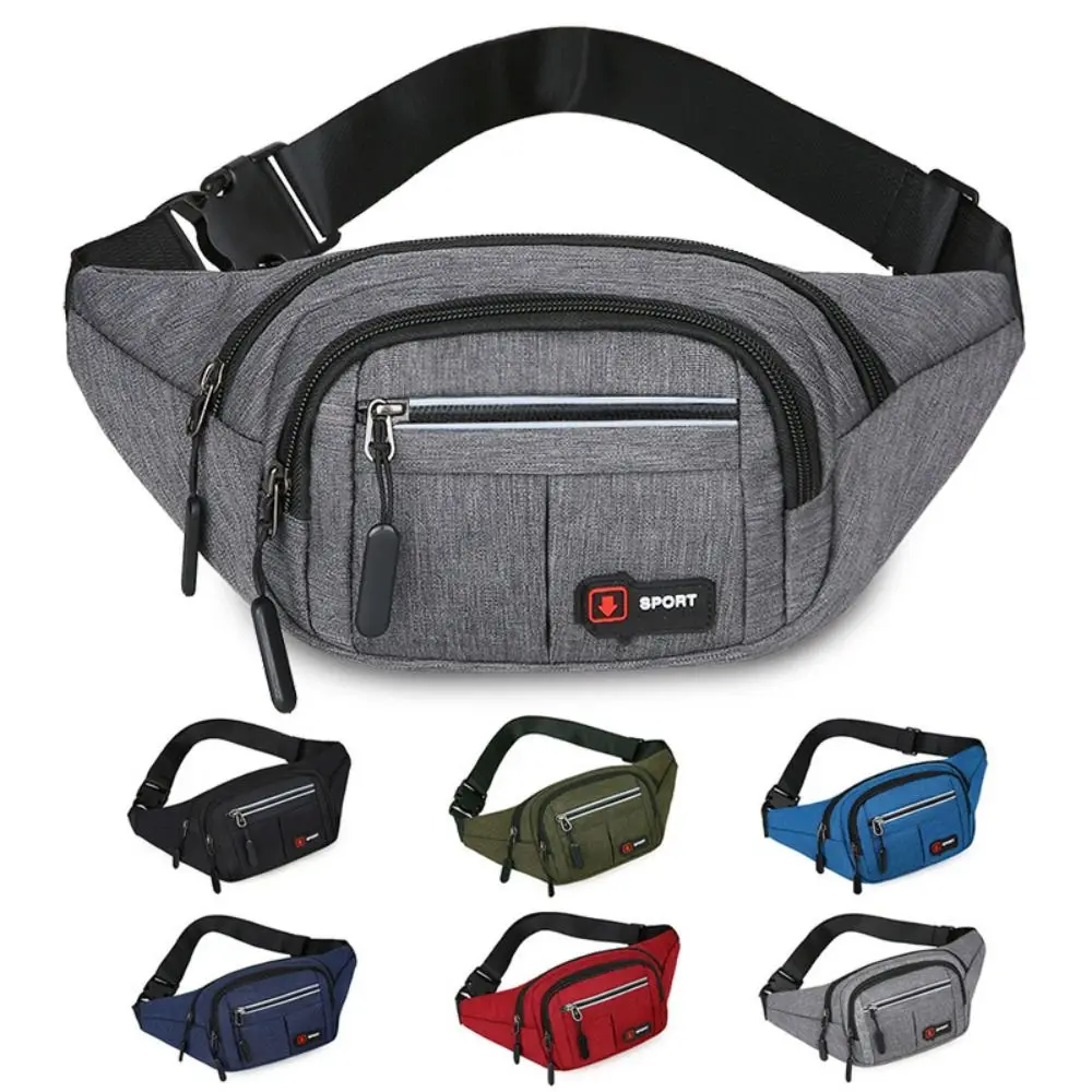 Large Capacity Men's Waist Bag Adjustable Shoulder Strap Lightweight Sports Crossbody Bags Nylon With reflective strip Chest Bag