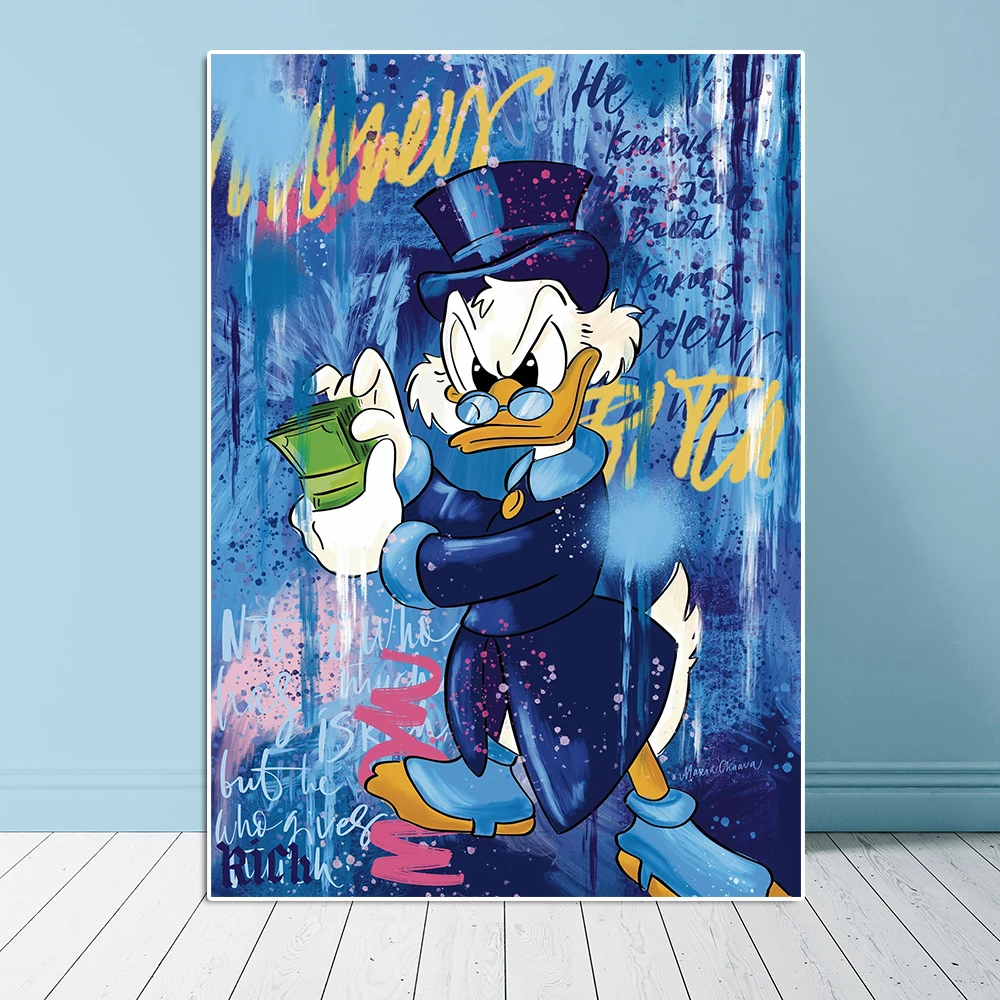 

Disney Donald Duck Graffiti Canvas Painting Abstract Cartoon Character Watercolor Poster Illustration Wall Art Room Home Decor