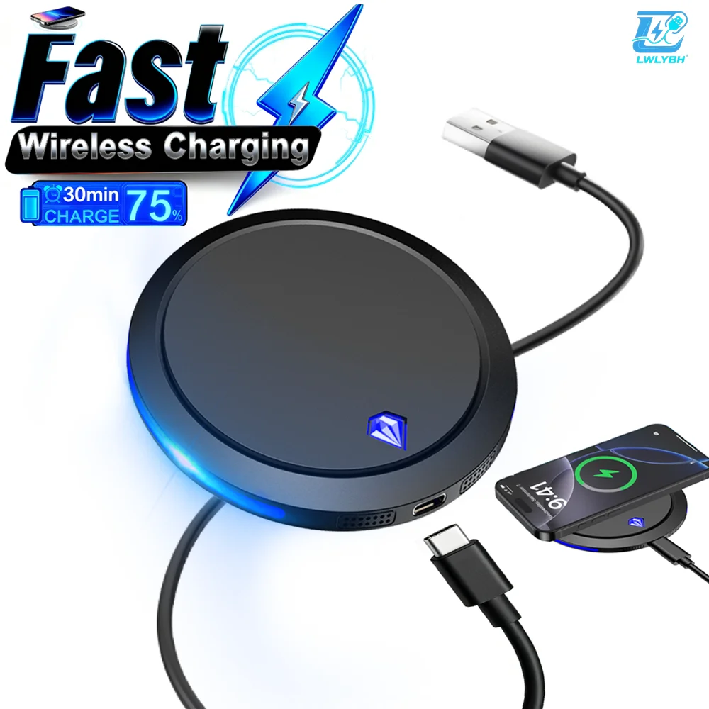 Fast Wireless Charger For iPhone 17 16 15 14 Mobile Universal Induction Charger For Samsung Huawei Quick Portable Charging Stand