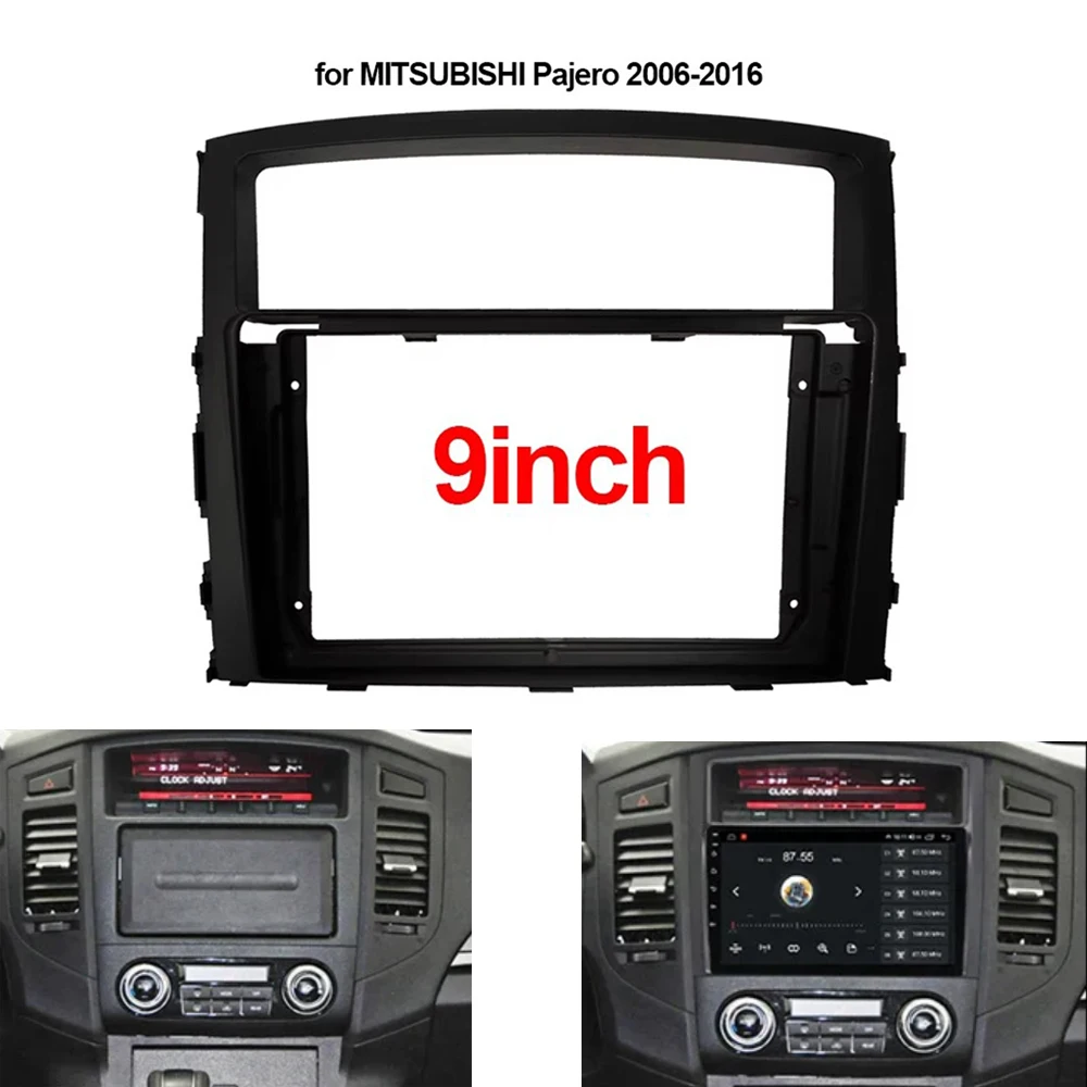 9inch Car Radio Facial Frame for Mitsubishi Pajero 2006-2015 2016 dvd Plate Mounting Dash Installation Bezel Trim Kit