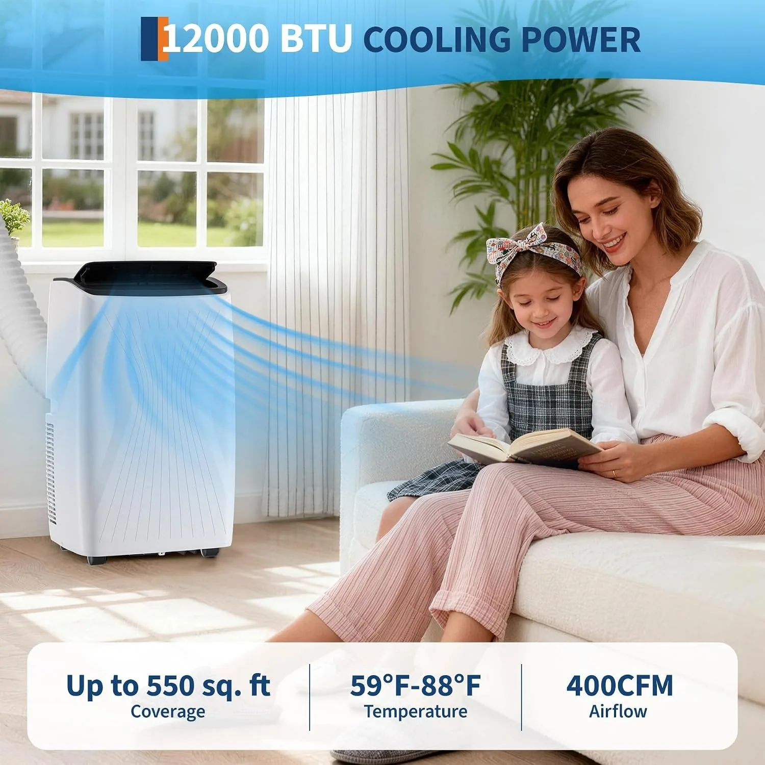 

12000 BTU Portable Air Conditioner, 3-in-1 Cooling & Dehumidification, Compact For Home & Office, Custom