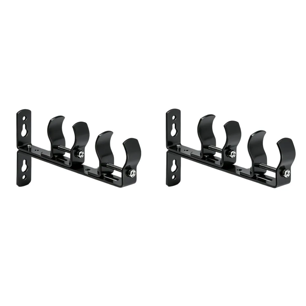 Double Pole Fixed For Curtain Rod Bracket Stainless Steel Construction with Pre Drilled Holes and Smooth Polished