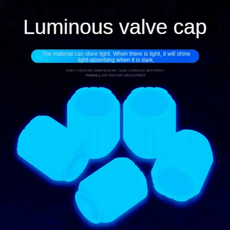 40Pcs Glow Valve Cap Fluorescent Blue Glow Automobile Motorcycle Bicycle Wheel Tire Hub Luminous Cap Decoration