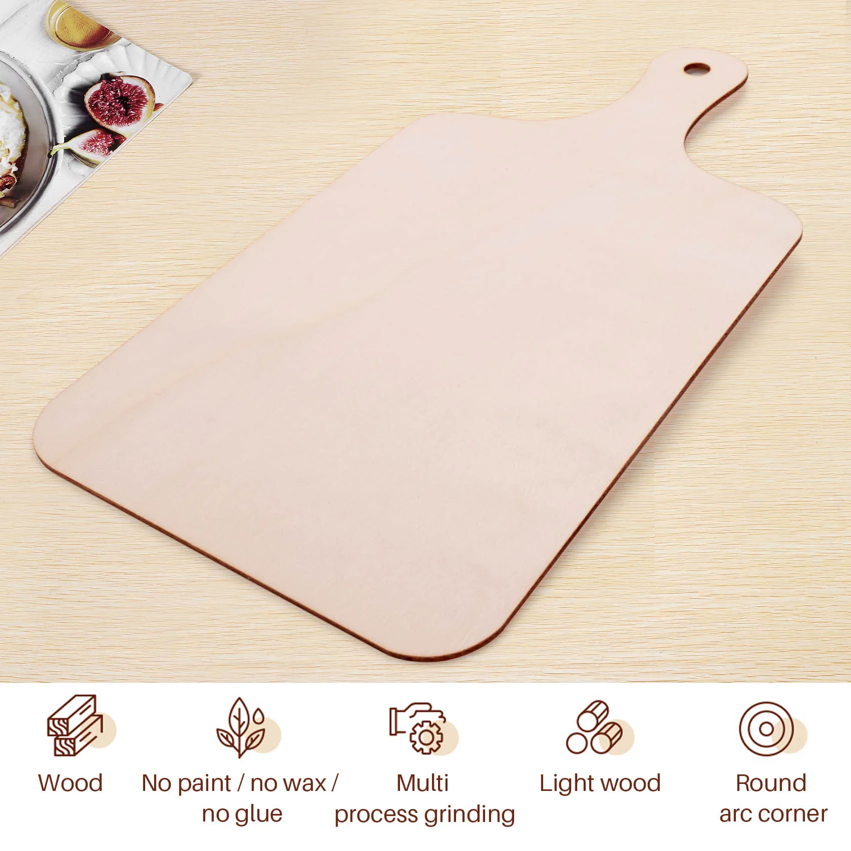 Y51A-6 Pieces Christmas Mini Wooden Cutting Board With Handle Unfinished Wood Paddle Rectangle Chopping Board Tray Cutouts