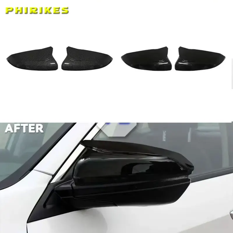 

Horn Shape Black ABS Carbon Fiber Look Rear View Side Mirror Cover Rearview Caps Replacement For Honda Civic 10th 2016-2020