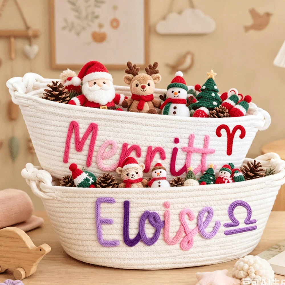 1 Personalized Zodiac Storage Basket – Featuring 12 Zodiac Signs & Custom Lettering – Ideal for Christmas or Party Gifts