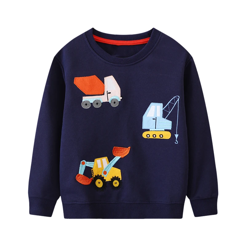 Little maven Kids Clothes Spring Autumn Baby Boy Embroidery Cartoon Excavator Sweatshirts Car Baby Boy Clothes Hoodie Bluey Tops