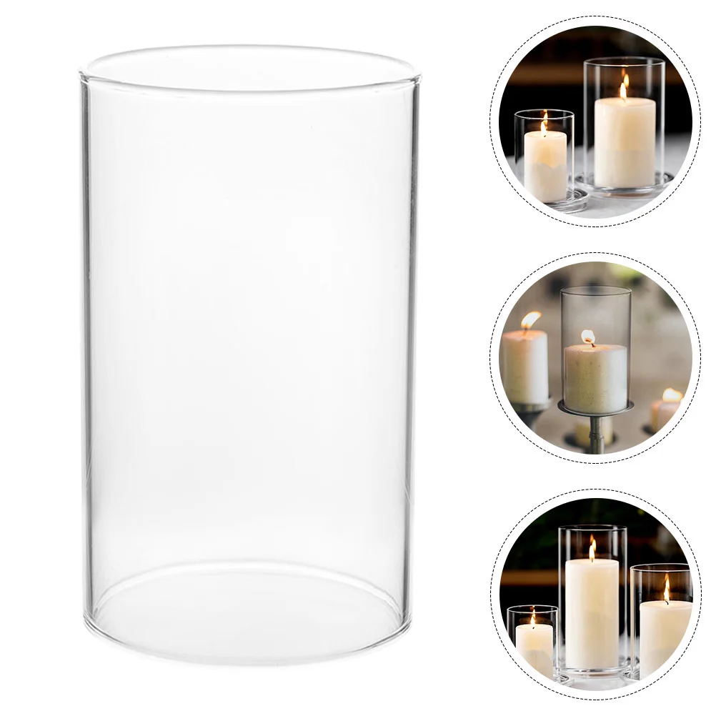 

Shade Windproof Holder Clear Glass Covers Pillar Soft Flame High Borosilicate Holders