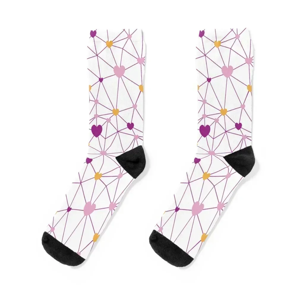 Pink web of hearts Socks with print golf Socks Male Women's