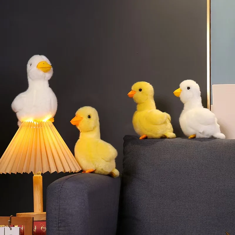 Simulation cartoon duck plush toy cute plush animal white yellow duck plush doll lifelike goose plush child\'s toy girl