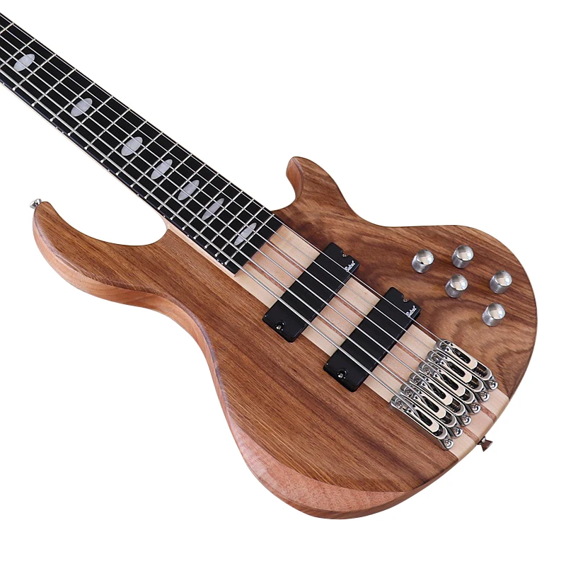 6 String Active Electric Bass Guitar 4 String 5 String Neck Through Solid Okoume Wood 43 Inch Matte Bass Guitar