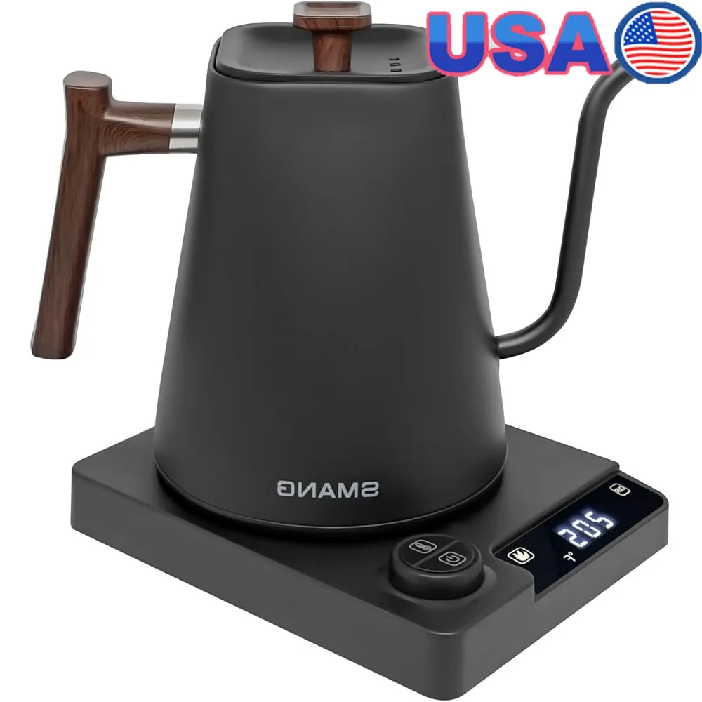 

Electric Gooseneck Kettle 1200W Rapid Heating ±1°F Temperature Control 304 Stainless Steel Ideal Pour Over Coffee Tea