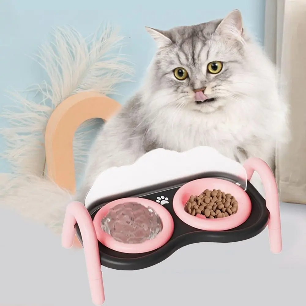 

Ceramic Cat Double Bowl Anti-Tip Neck Protection Pet Feeding Bowl High Foot Design with Stand Pet Elevated Raised Bowls