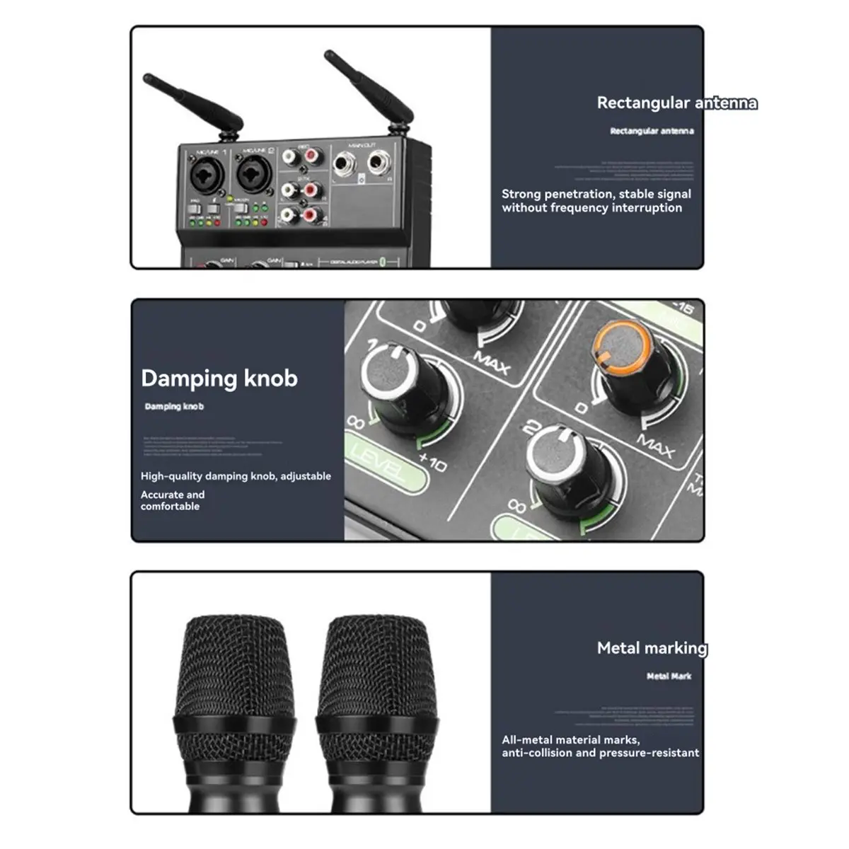 

Punctual- 4 Channel Audio Mixer Console Audio Mixing with Wireless Microphone USB Bluetooth Reverb Microphone for DJ PC Record