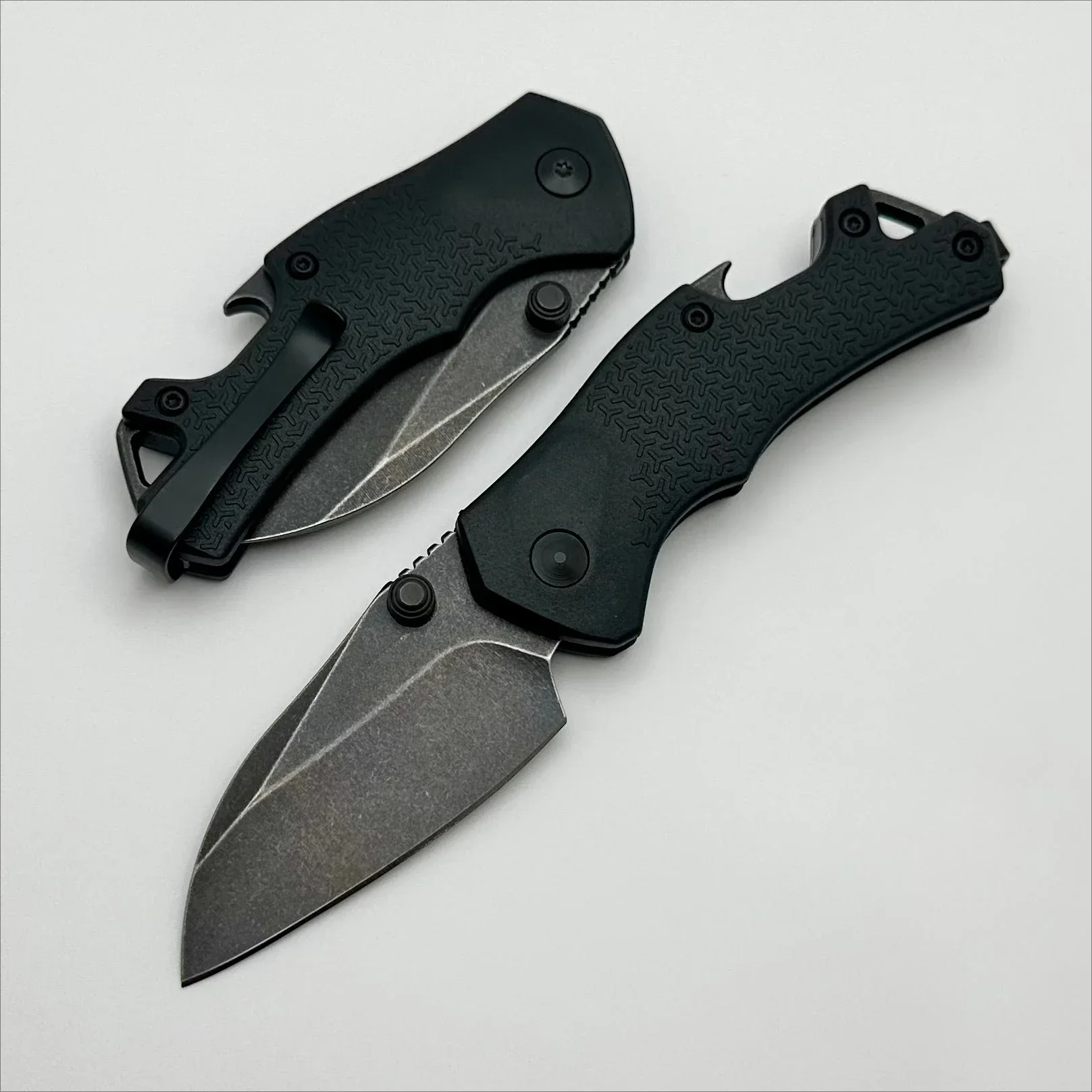 KS 8337 Craze Tactical Pocket Folding Knife BlackWash 8Cr13Mov Tanto Blade Nylon Fiber Handle with Bottle Opener Edc Tool