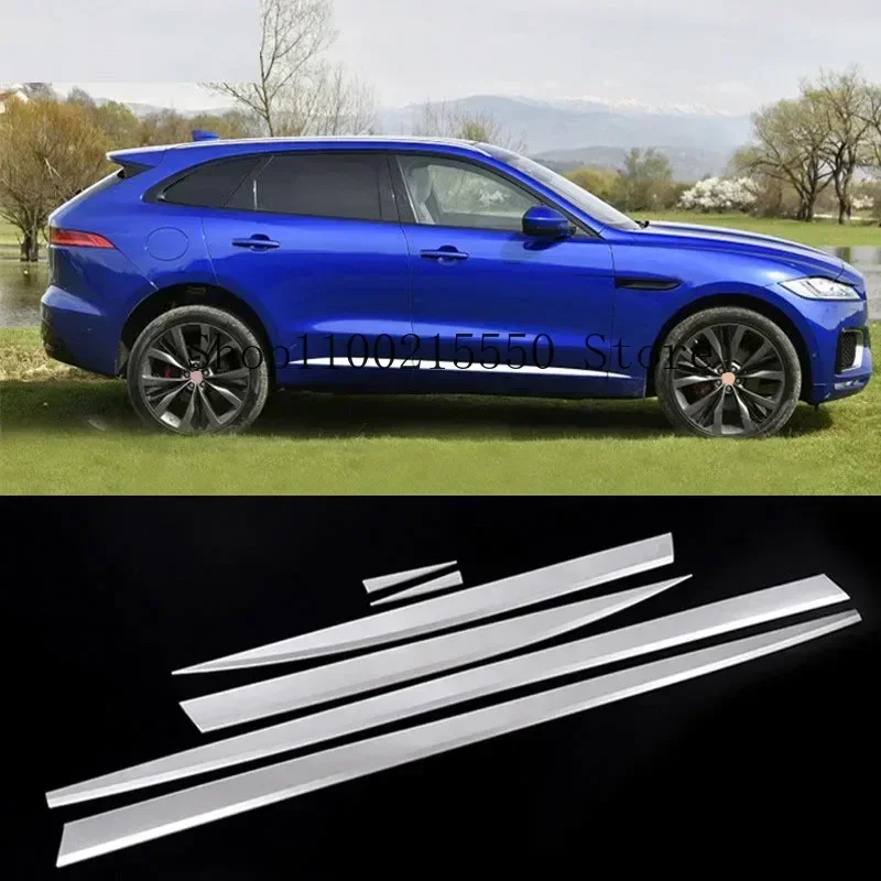 ABS Chrome Car Body Side Molding Strips Cover Trim For Jaguar F-PACE X761 2016 2020 Set of 6pcs