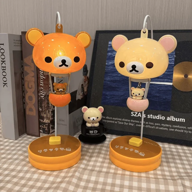 Rilakkuma Balloon Night Light With Wooden Base Cute Desktop Decor For Bedroom And Nursery Warm White LED Gift Idea