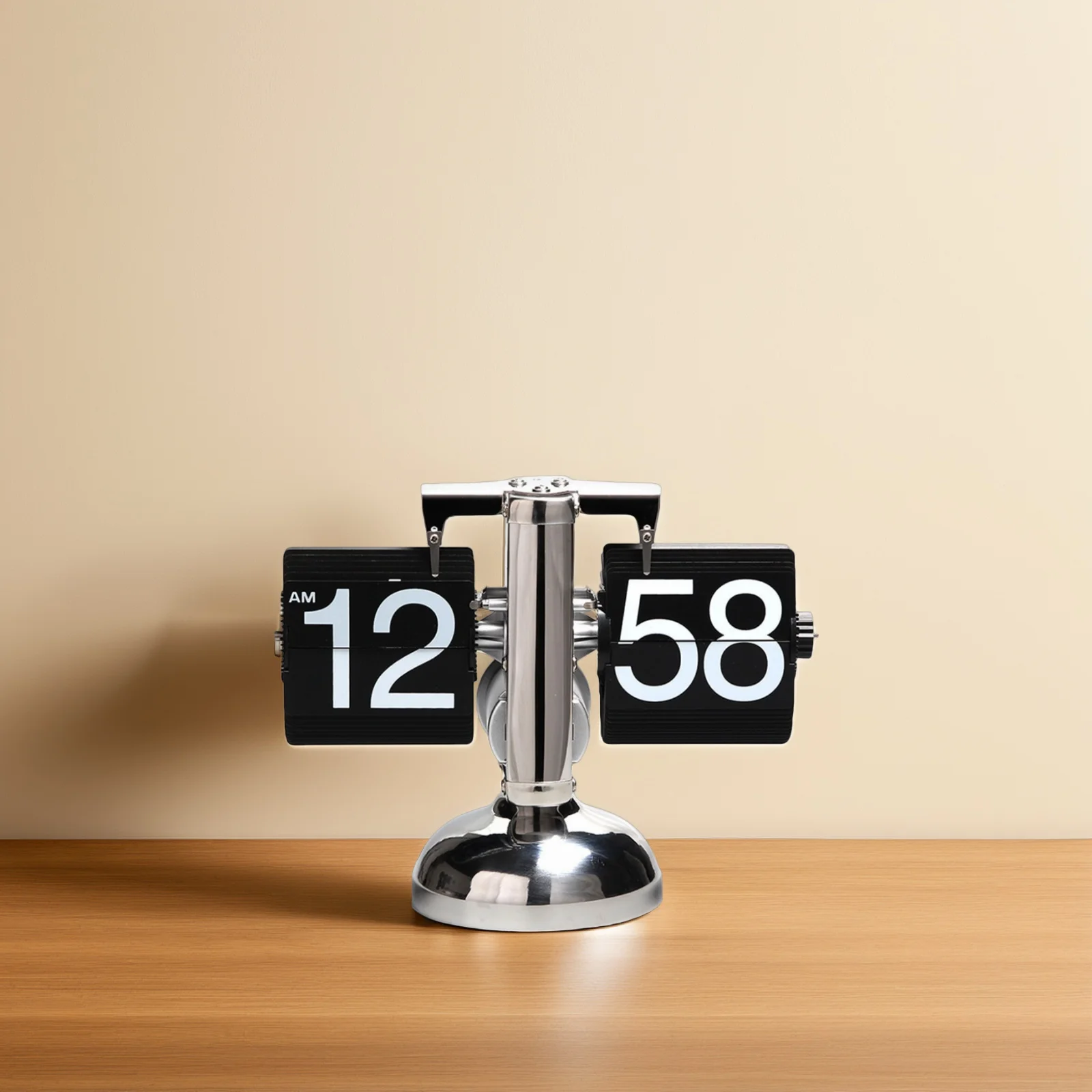

Page Turn Clock Table Home Decor European Style Automatic Flip Black Desk Vintage