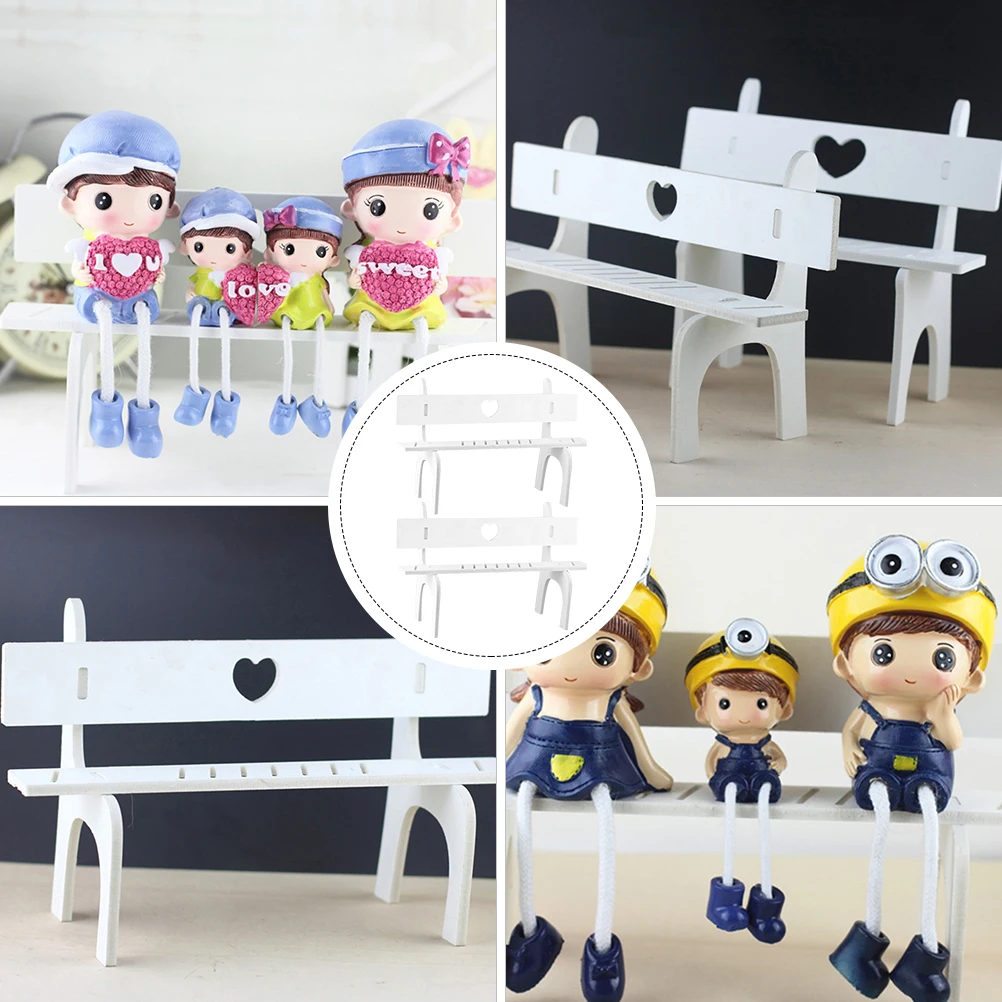 

2 Sets Small Chair Stool Crafts Mini Miniature Dollhouse Foot Chairs Toy Room
